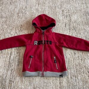 Roots Kids Burgundy Hoodie with Gray Accents, size 5T